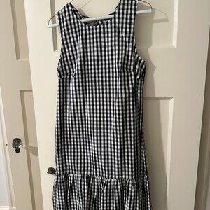 J. Crew black and white gingham drop waist ruffle dress - size S